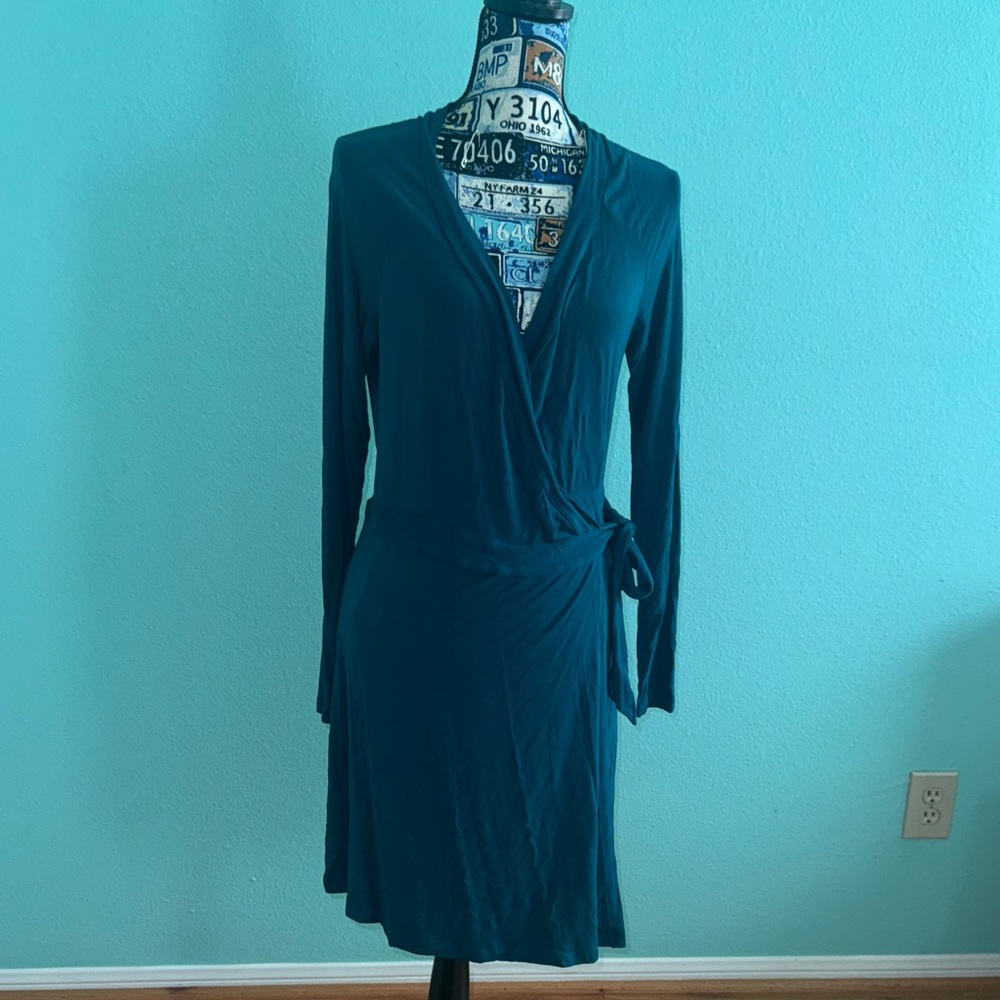 Tart Teal Long Sleeve Wrap Dress